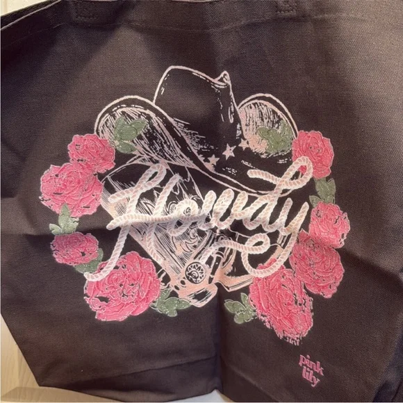 Pink Lily western Floral Tote Bag - Picture 3 of 7
